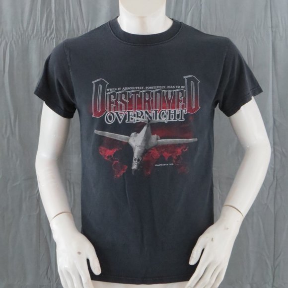 Retro Military Shirt - Destroyed Overnight Ellsworth AFB - Men's Small - Picture 4 of 9